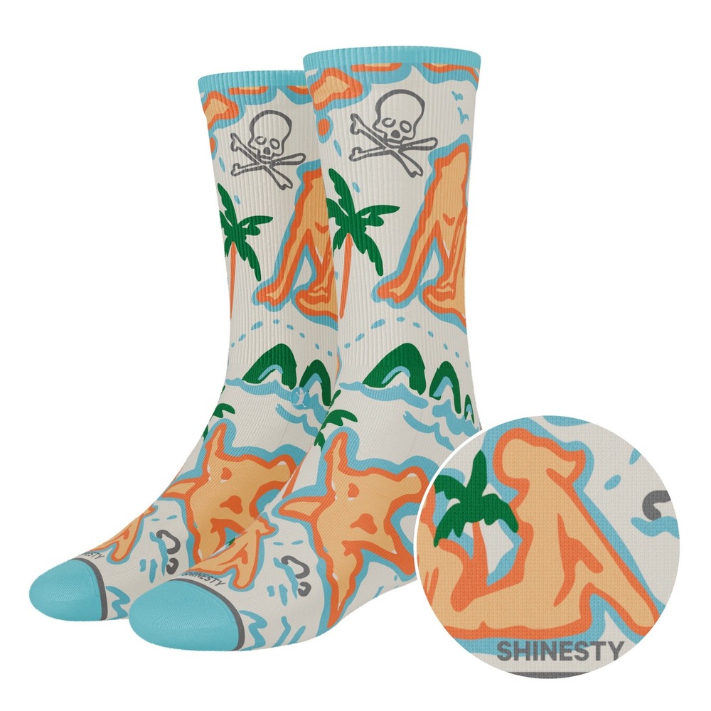 Shinesty The Pirates Booty Super Stupid Soft Crew Socks Large Tropical Skull